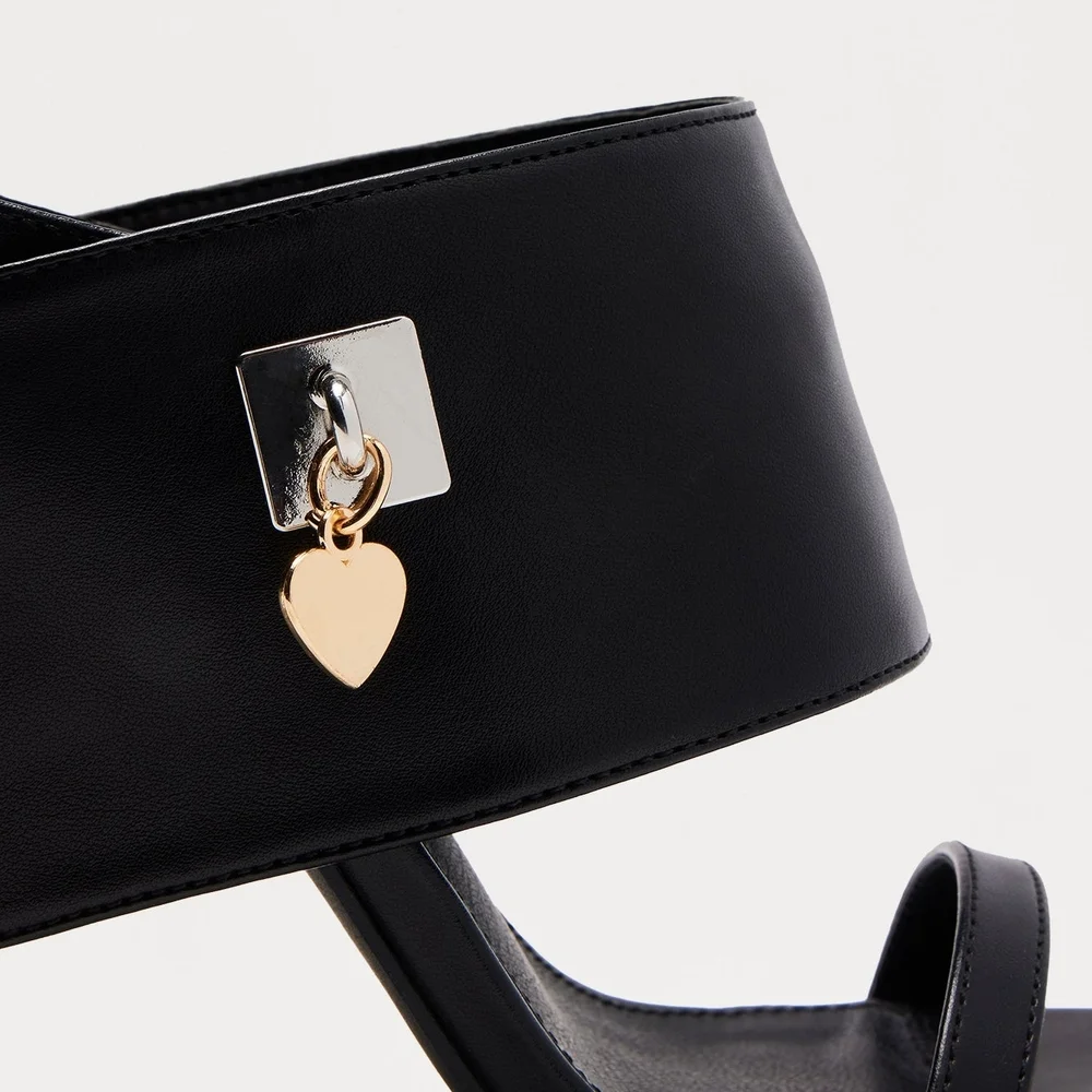 Elegant Faux Leather Stiletto Black Women's Heels - Picture 2 of 4